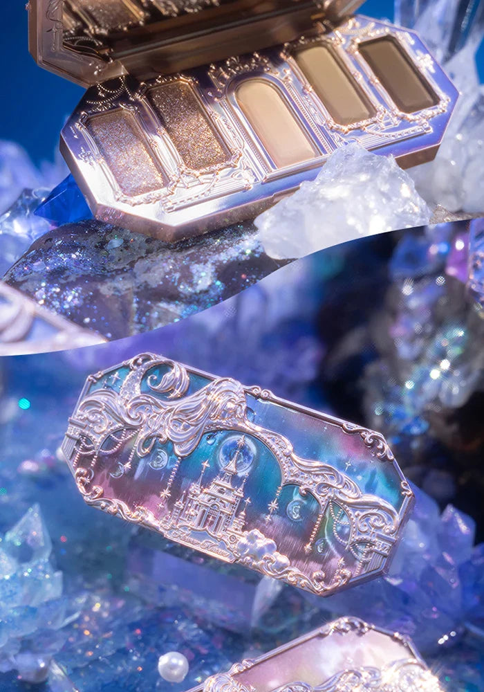 Flower Knows Moonlight Mermaid Eyeshadow Palette – 5-Color Matte, Shimmer & Glitter Waterproof Eye Shadow