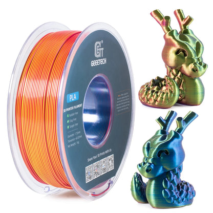 Geeetech Tri-Color Silk PLA 3D Printer Filament – 1.75mm, 1KG Spool, Vacuum Pack, Special Colors