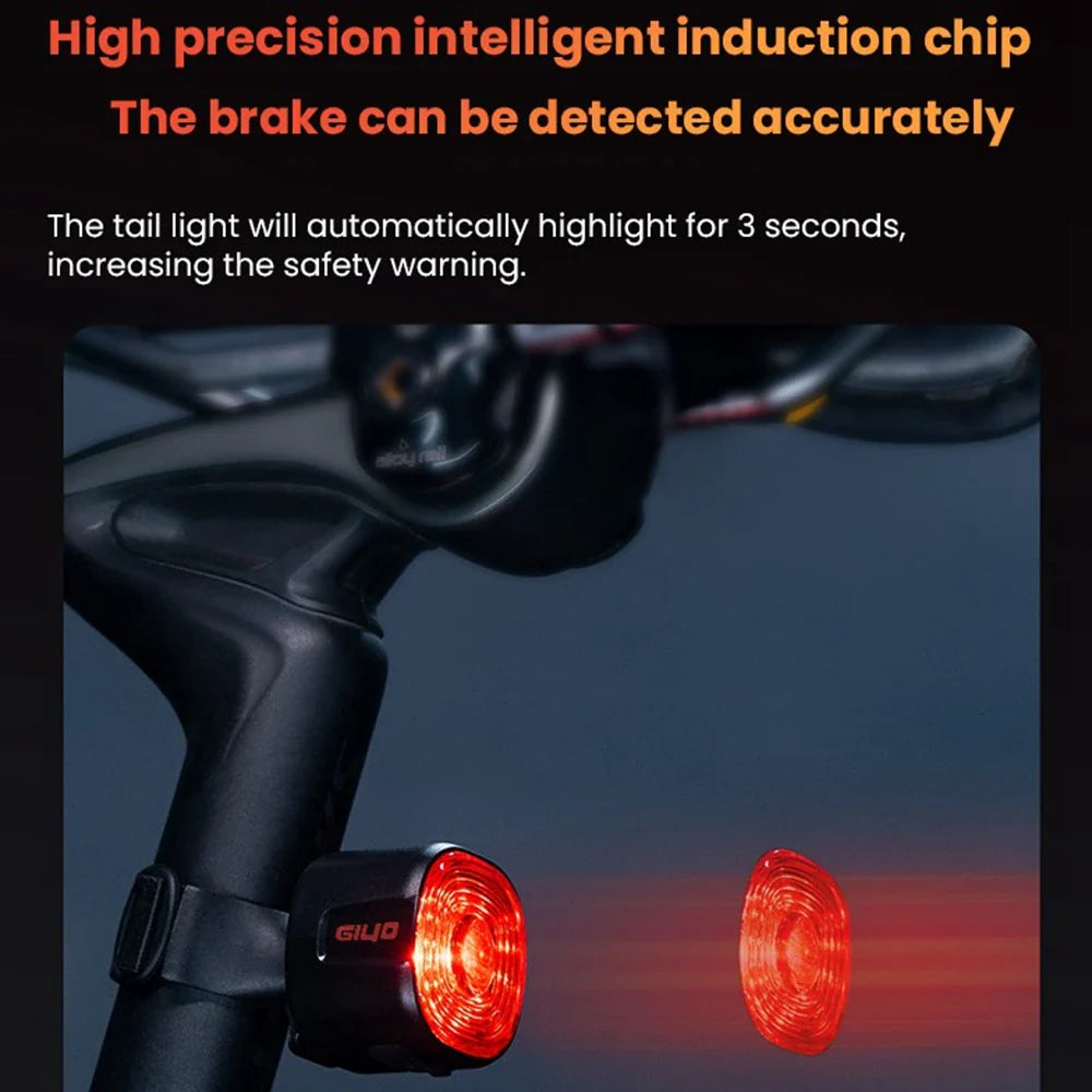 New Bicycle Smart Brake Tail Light: Auto Brake Sensing LED Warning Rear Lamp - Rechargeable & IPX6 Waterproof