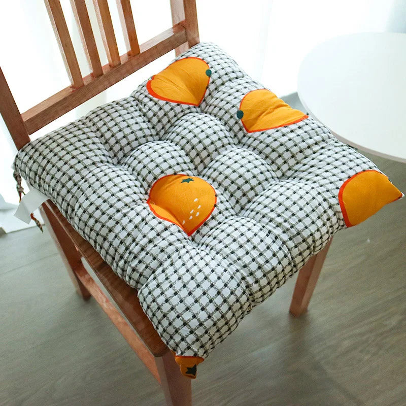 40cm Square Chair Cushion – Thickened Linen Stool Pad with Anti-Skid Strap, Backrest Pillow for Home & Office Chair
