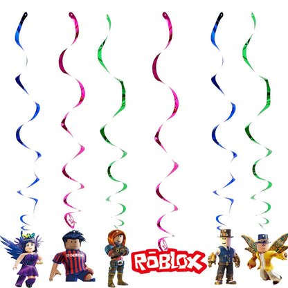 Roblox Birthday Party Supplies — Balloons, Disposable Tableware & Backdrop for Kids’ Party or Baby Shower