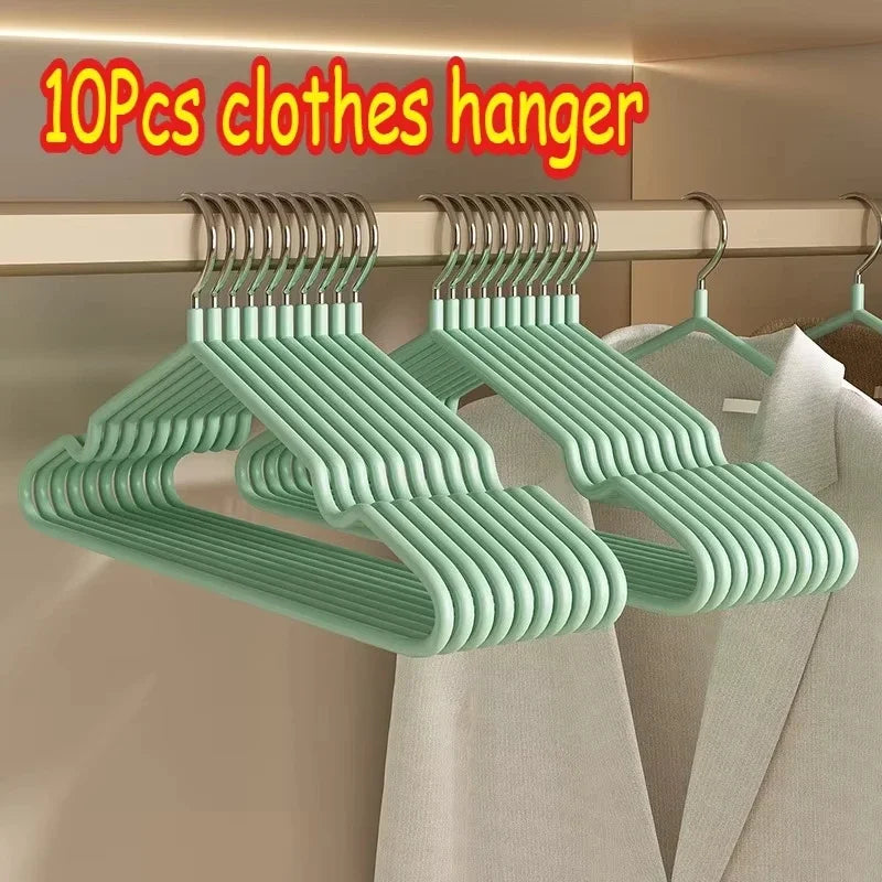 10PCS Metal Non-Slip Clothes Hangers – Durable Space-Saving Wardrobe Organizer for Bedroom & Home