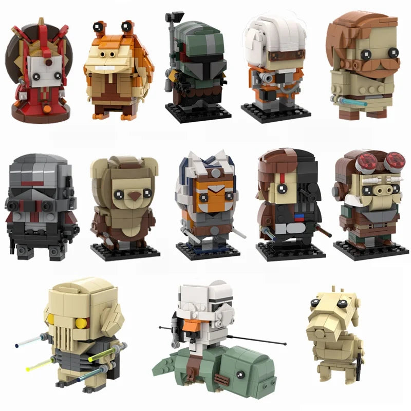 LEQUMOC Space Wars Building Block Figures Set – Vader, Anakin, Queen, Jar Binks & General Grievous Toy Bricks Gift for Kids