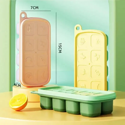 Food-Grade Silicone Ice Molds – Baby & Home Ice Storage Boxes with Lid, Freezing Kitchen Tools