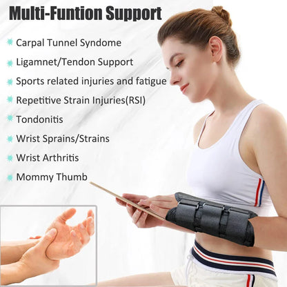 Adjustable Wrist Brace for Carpal Tunnel Relief — Night Support with Splints for Injury, Pain, Sprain, and Tendonitis