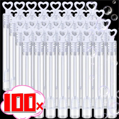 10/100 Mini Love Heart Bubble Soap Bottles - Wedding & Party Favors, Kids Toys, Birthday Decorations