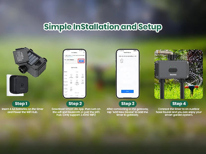 Zigbee/WiFi Automatic Water Timer – Dual Hose Garden Irrigation System, Sprinkler Programmer, Alexa Support