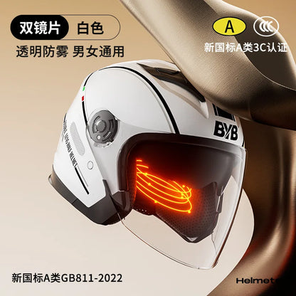 2024 New Motorcycle & Electric Car Helmet – Men’s & Women’s Safety Helmet with Anti-Fog Double Lens, Four Seasons Universal