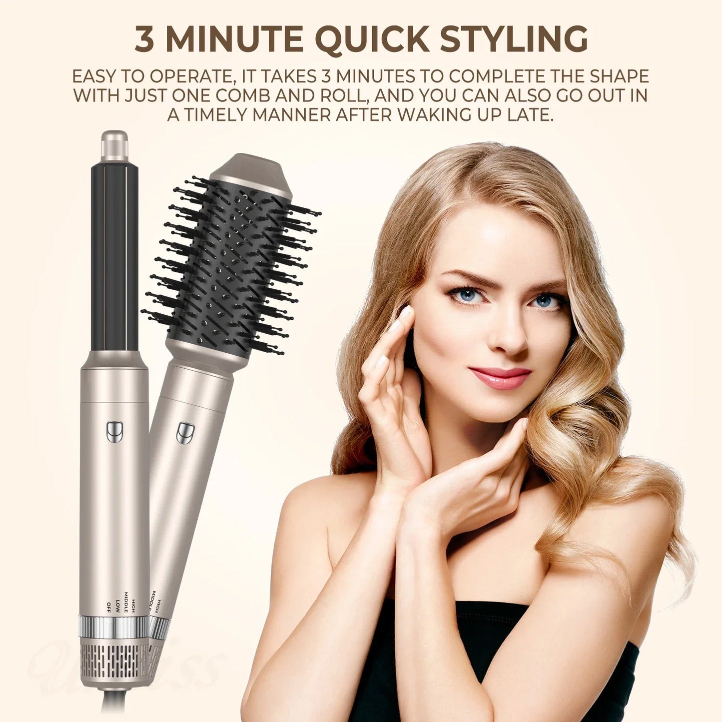 5 in 1 Hair Dryer Brush Set – Electric Hot Air Straightener & Rotating Curling Iron for Professional Multi-Styling