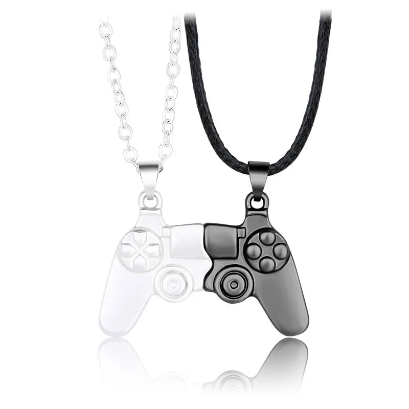 2Pcs Magnetic Couple Necklace Set – Game Controller Friendship Matching BFF Necklaces for Him & Her