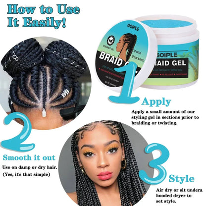 Tea Tree Mint Braid Styling Gel 100g - Edge Control, Frizz Smoothing & Loc Styling Pomade