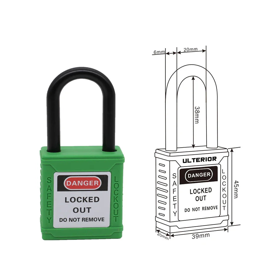 Industrial Safety Padlock – 38mm Nylon Shackle LOTO Lockout for Personal Power & Engineering Use