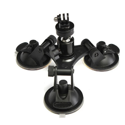 Triple Suction Cup Mount with 1/4'' Thread Adapter for GoPro Hero 13/12/11/10/9/8, DJI Osmo Action 5/4/3, Insta360, SJCAM