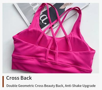 Women’s Sexy Crossback Yoga Sports Bra — Breathable, Quick-Dry, Shockproof Fitness & Running Bra