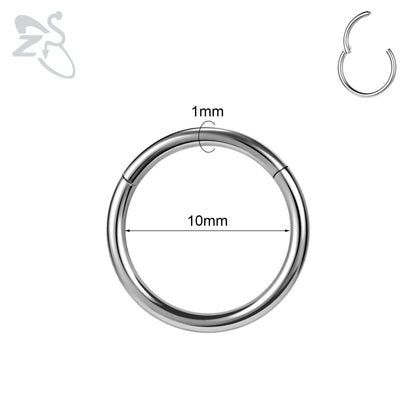 ZS G23 Titanium Steel Nose Ring – Round Septum & Cartilage Piercing Jewelry for Men & Women (20G/18G/16G, 6–14mm)