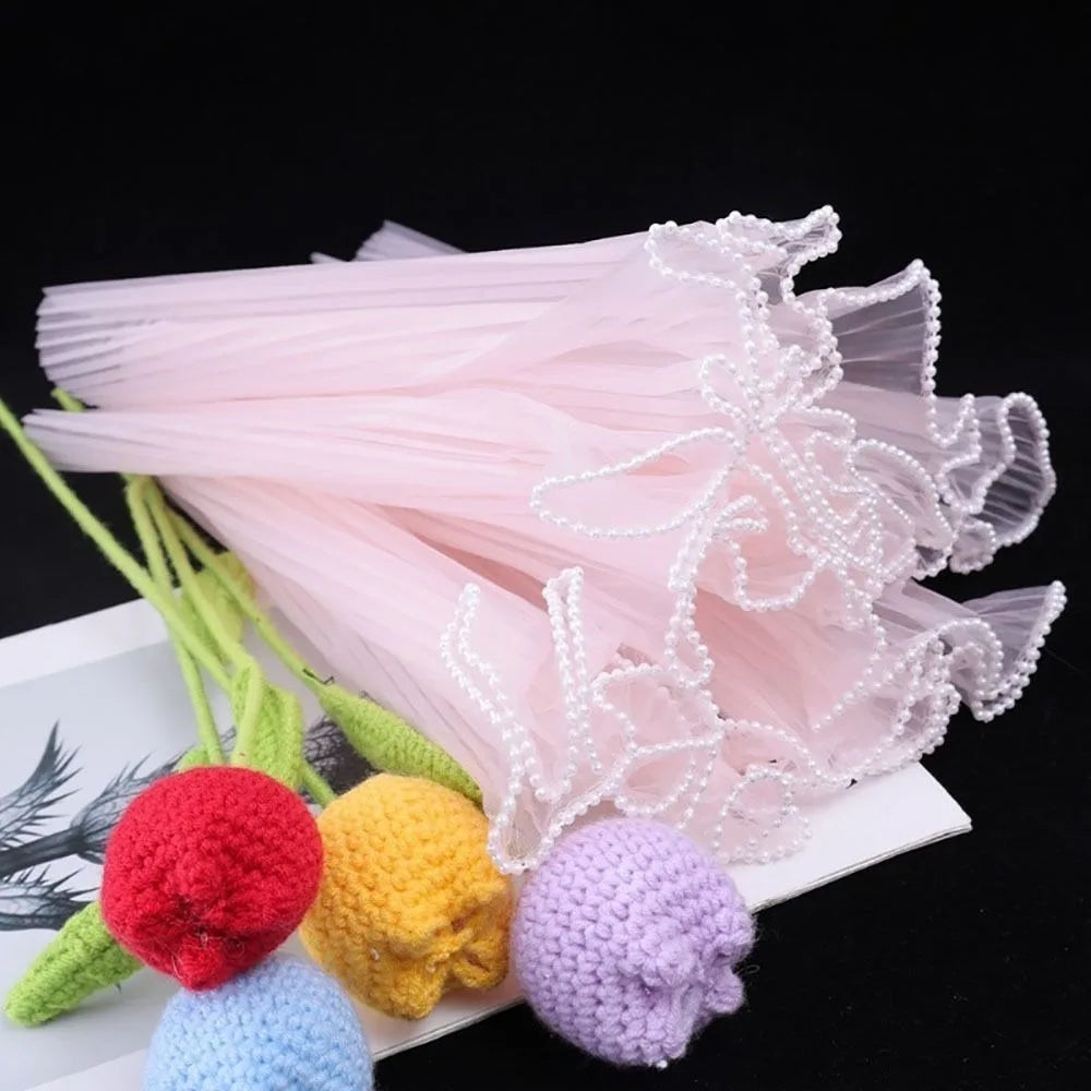 28cm x 4Yards Pearl Lace Flower Wrapping Mesh – Handmade Bouquet & Gift Wrapping Cloth