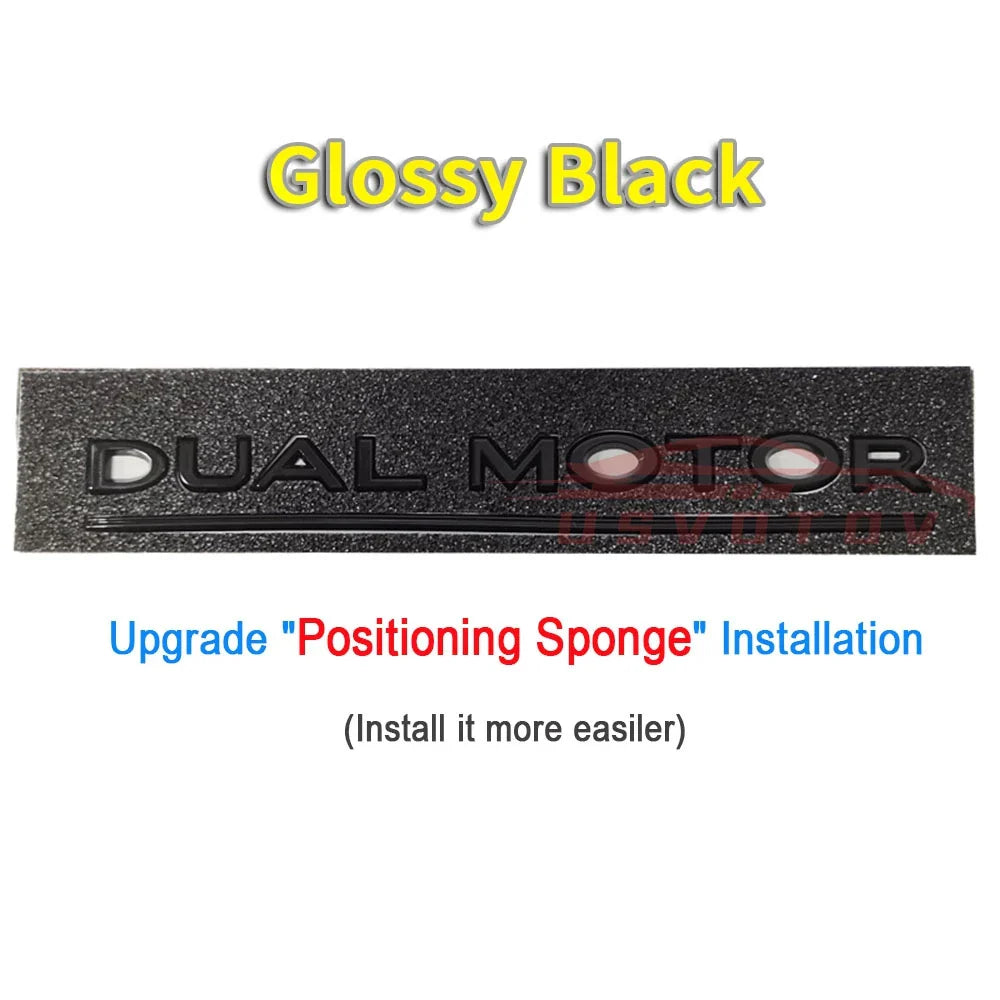 DUAL MOTOR Emblem for Tesla Model 3/Y/X/S — Chrome & Black/Red Trunk Badge Sticker, Car Styling