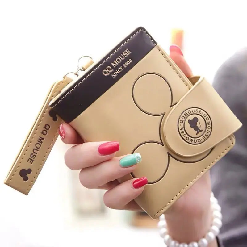 Explosion-Style Women’s Short Wallet — Korean PU Leather Cute Cartoon Zipper Purse, Multi-Card Folding Daily Pocket Wallet for Students