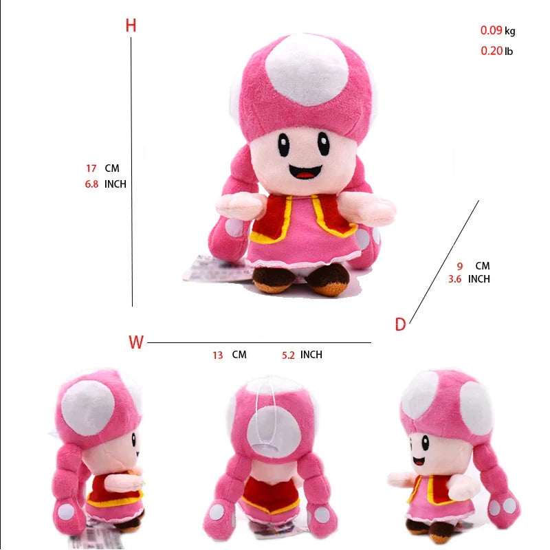 Mario Bros Plush Toys — Yellow, Blue, Red & Green Toad Toadette Stuffed Dolls | Soft Toys Birthday Gift for Kids