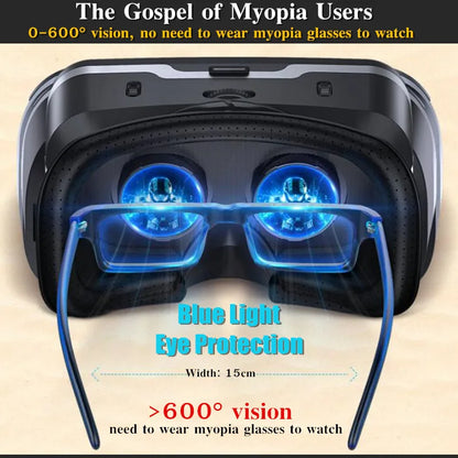 Blu-Ray VR Glasses – HD IMAX 3D Virtual Reality Headset with Huge Screen, Google Cardboard, Phone & Game Joystick Support