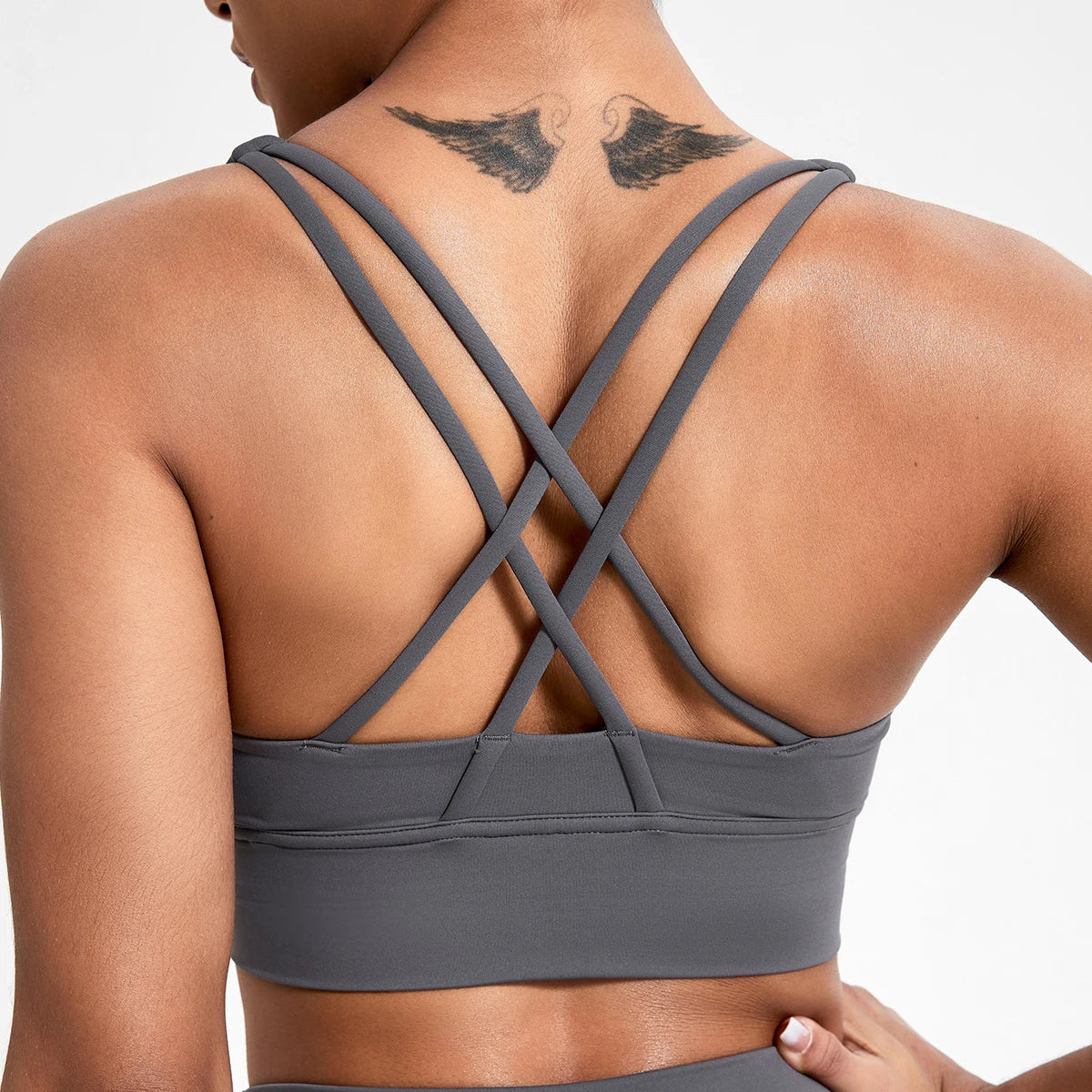 Push-Up Sports Bra for Women – Cross Back Yoga Crop Top, Shockproof Gym Fitness Bra for Running & Workout
