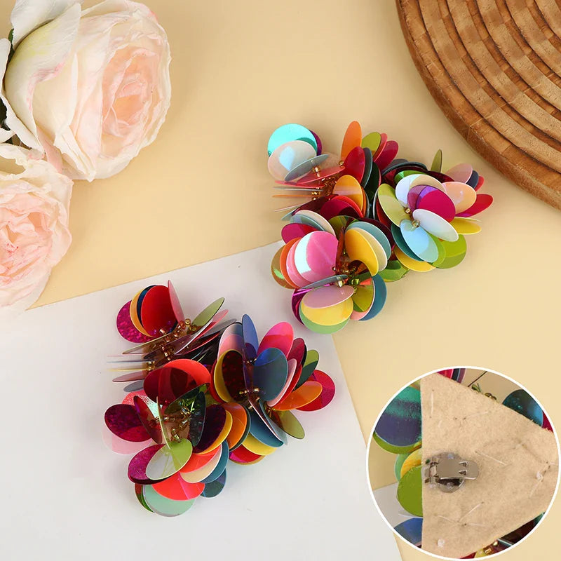 Fabric Sequin & Beaded Flower Shoe Clips – Removable High Heel Buckles, Wedding & Women’s Shoe Decoration