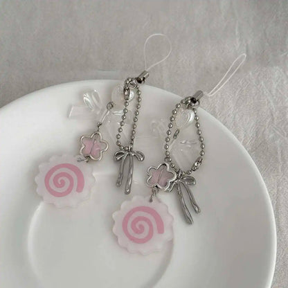 KunJoe Y2K Acrylic Flower Bow Keychain - Cute Love Bag Pendant & Phone Charm Accessory for Women