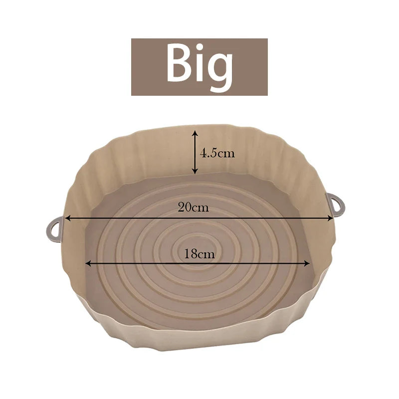 Reusable Air Fryer Silicone Pot & Baking Tray – 1/2/3PCS Basket for Pizza, Fried Chicken, Grill & Kitchen Use