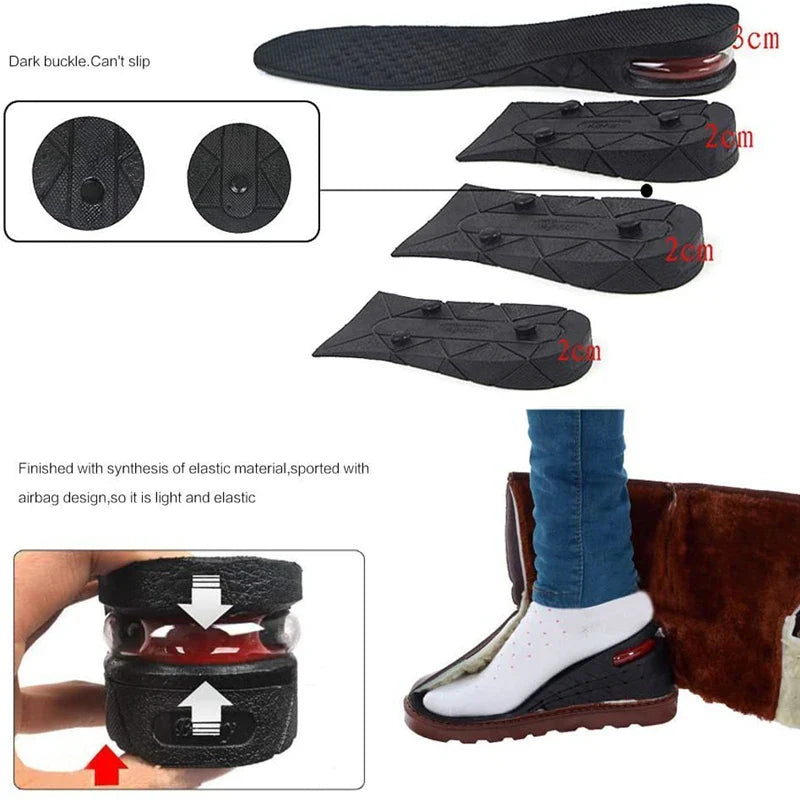 Height Increase Insoles with Air Cushion – Elevator Shoe Inserts for Men & Women, Adjustable 3-9cm Taller Footwear Lifts