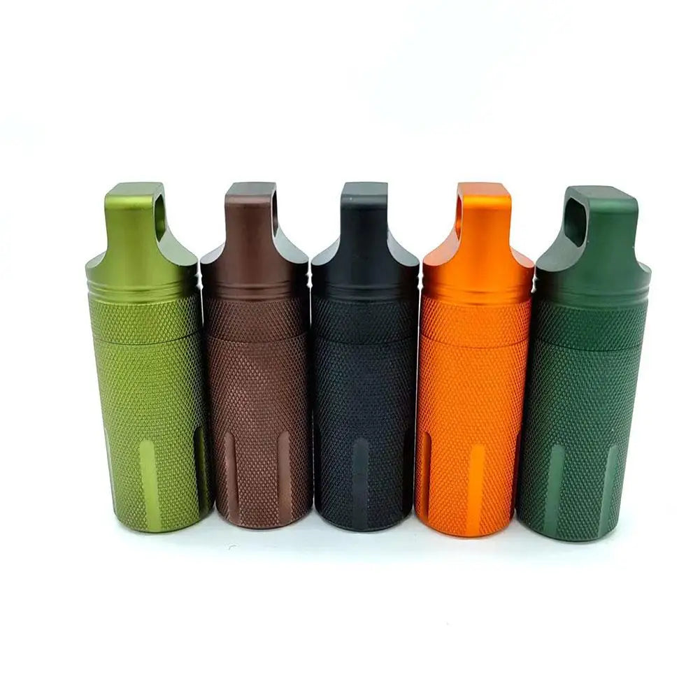 Aluminum Alloy Airtight Pill Container — Portable Waterproof EDC Single-Chamber Capsule Holder & Medicine Case