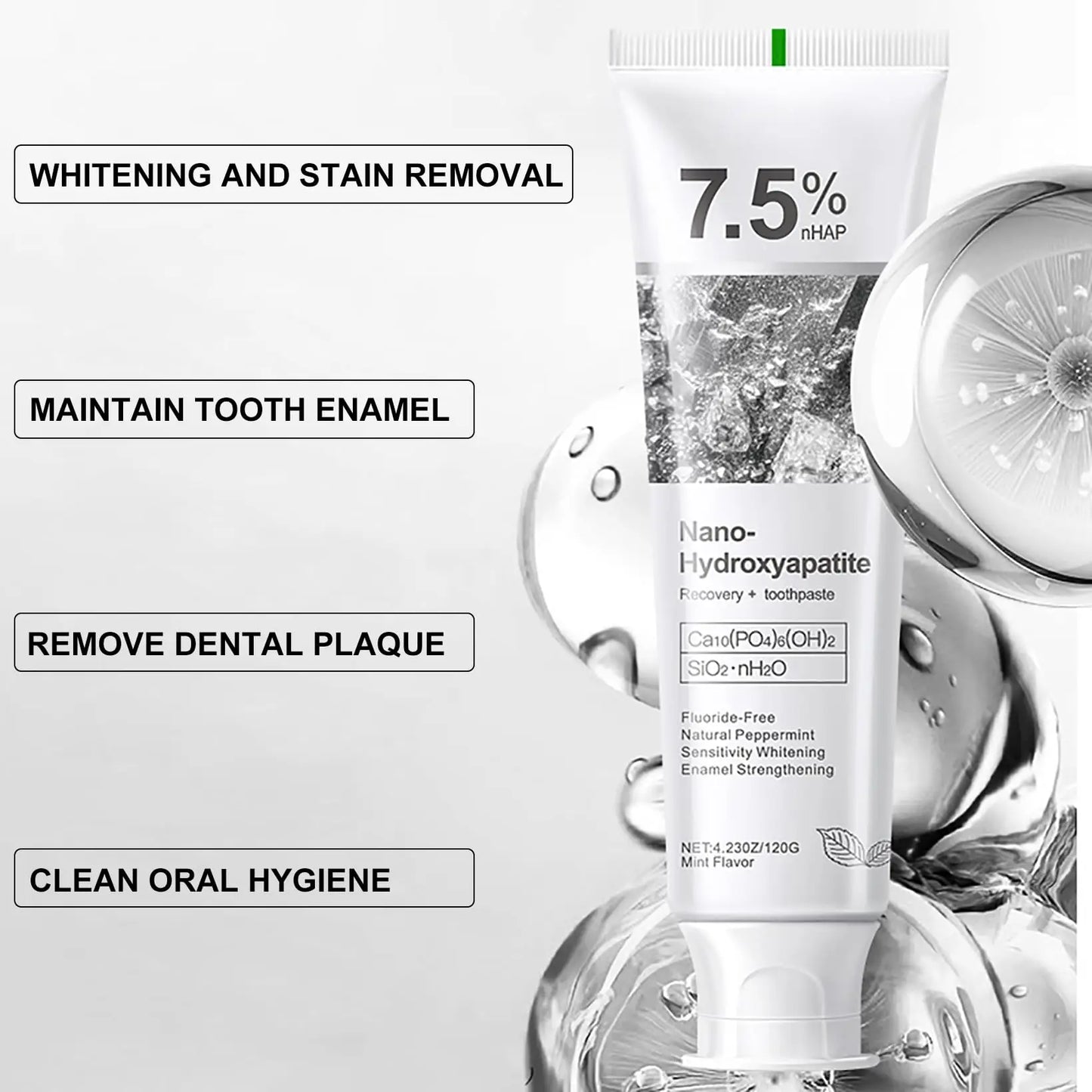 7.5% Hydroxyapatite Toothpaste – Gentle & Effective Enamel Protection for Sensitive Teeth, Fresh and Safe Formula