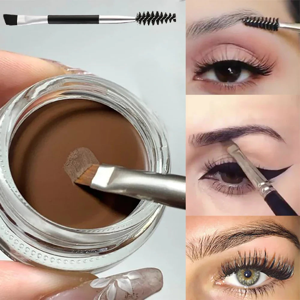 Matte Brown & Black Eyebrow Cream – 3D Natural Tint, Waterproof Gel Wax, Long-Lasting Eyebrow Enhancer