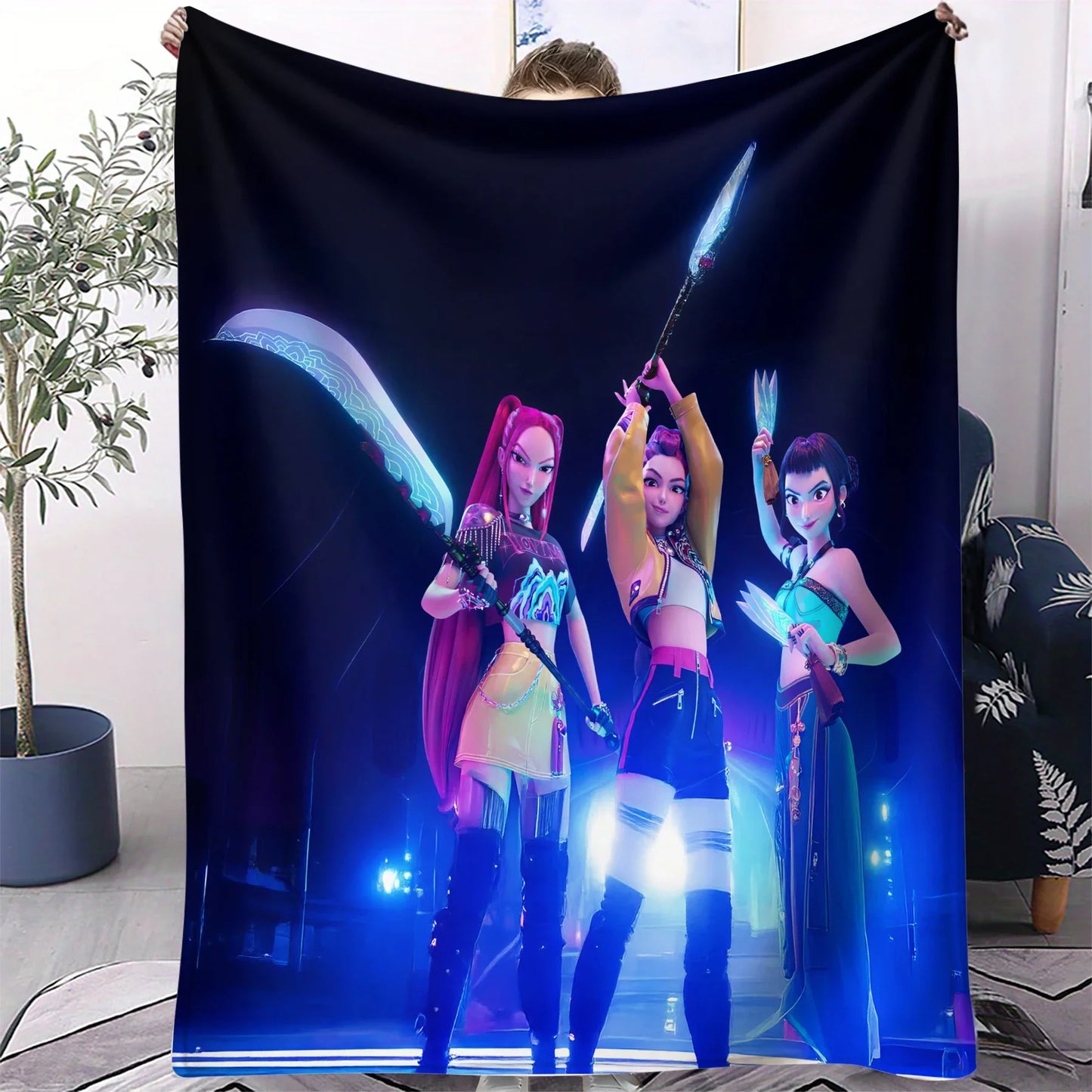 K-Pop Demon Hunters Flannel Blanket – 31 Styles Anime Throw for Home, Travel & Camping Fan Gift