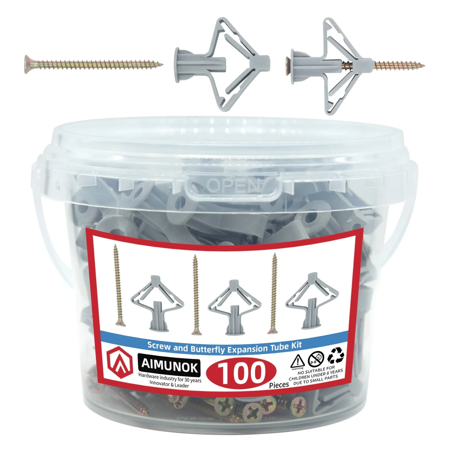100pcs Drywall Anchor Kit — Hollow Wall Anchors, Plasterboard Plugs, Screws & Butterfly Expansion Tubes (50 Sets)