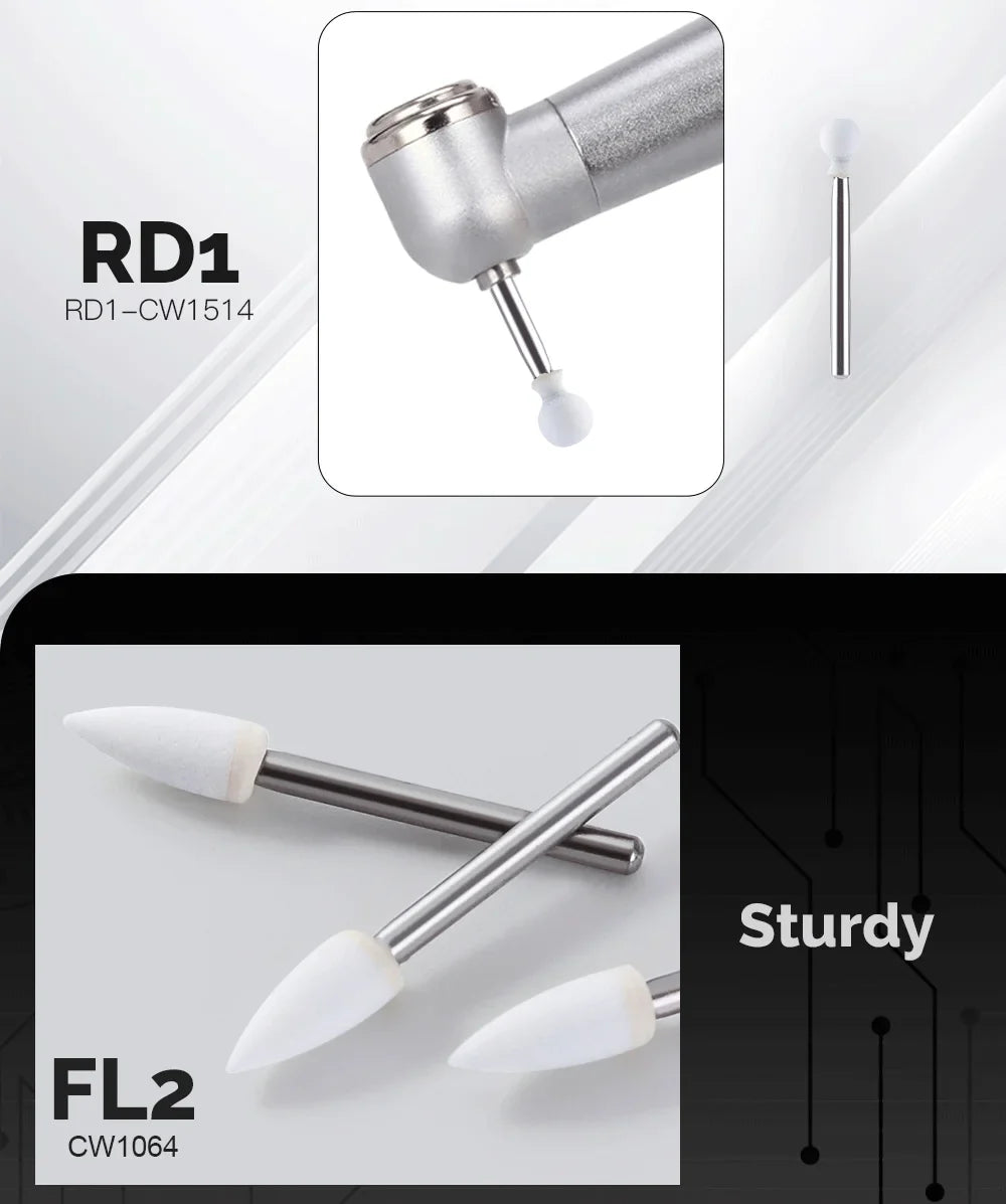 AZDENT White Stone Polishing Burs Kit – Flame, Cone & Round Shapes for Porcelain, Enamel & Composite Resin