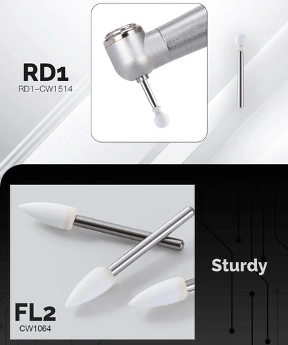 AZDENT White Stone Polishing Burs Kit – Flame, Cone & Round Shapes for Porcelain, Enamel & Composite Resin