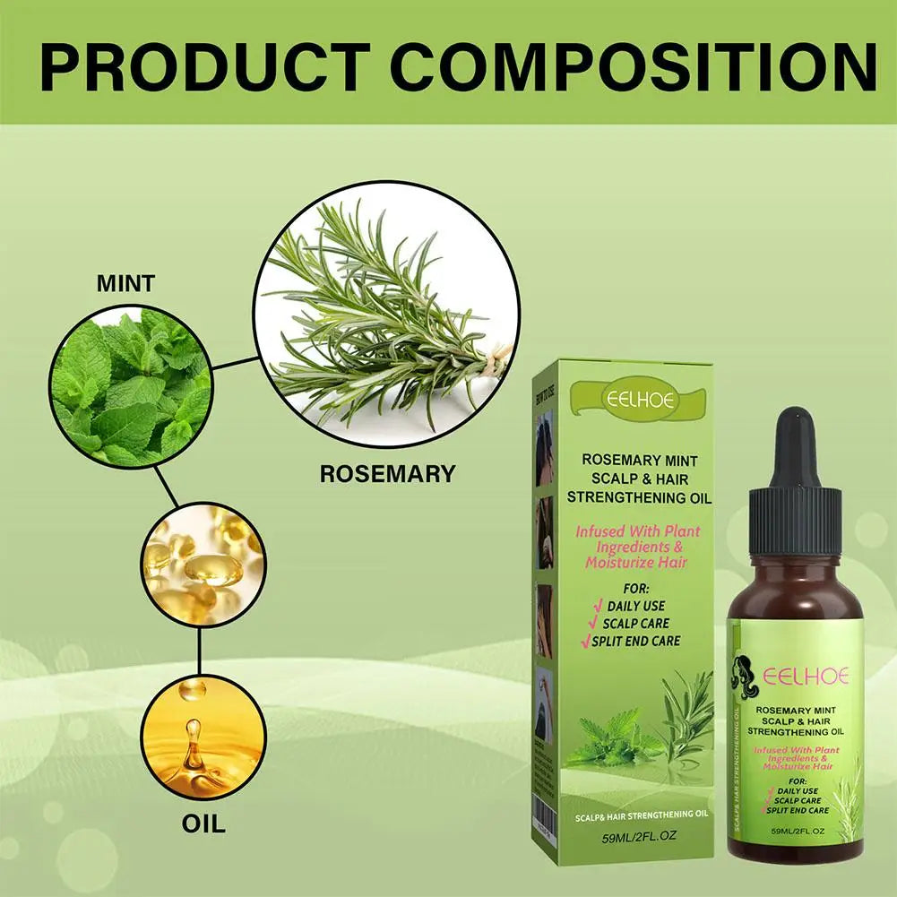 Batana Rosemary Mint Hair Oil - Biotin Scalp Strengthening Treatment for Dry Hair Split Ends and Nourishing Care
