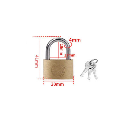 Copper Padlock Small Locks – Luggage, Case, Locker Security with 3 Keys (20mm-50mm) for Home & Hardware Use