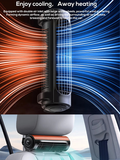 Vissko Portable Car Seat Fan – USB-Powered Headrest Cooling Air Fan with Adjustable Strap for Front & Rear Seats