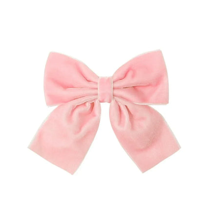 4.3-inch Velvet Bow Hair Clips for Girls – Handmade Barrettes in Black, White, Red, Pink, Blue, Yellow, Kids Hair Accessories