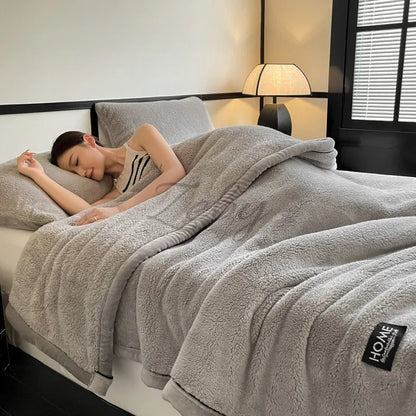 Grade A Half-Side Fleece Blanket — Soft Fluffy Autumn & Winter Throw for Sofa, Napping, and Warm Shawl