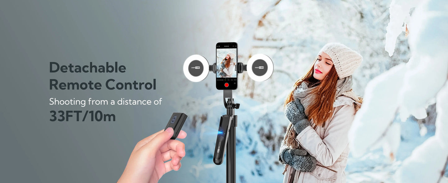 Smartphone Selfie Stick Gimbal Stabilizer – Anti-Shake Pan-Tilt Tripod with Bluetooth Remote & AI Follow