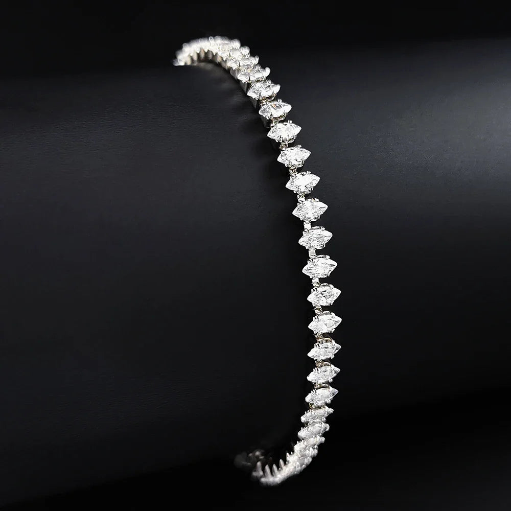 2024 New Luxury Tennis Bracelet – Marquise, Oval & Square Cut Silver Bracelet for Women, Party Gift Jewelry S7062