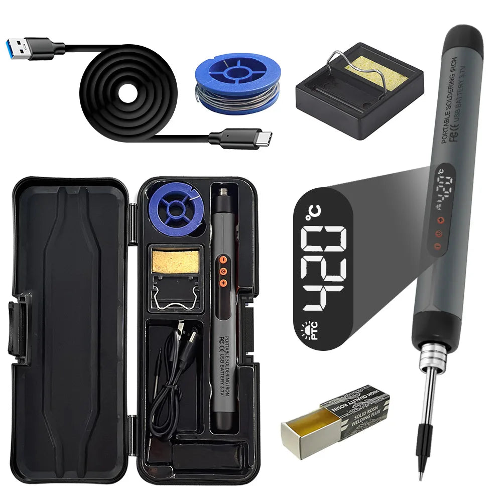 USB Wireless Digital Soldering Iron Kit – Cordless Electric Pen with Adjustable 300–450℃ Temperature