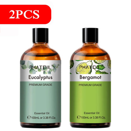 PHATOIL 100ml Aromatherapy Essential Oil Set – Lavender, Rose, Vanilla, Eucalyptus, Sandalwood & Pine Needles for Diffusers & Candle Making