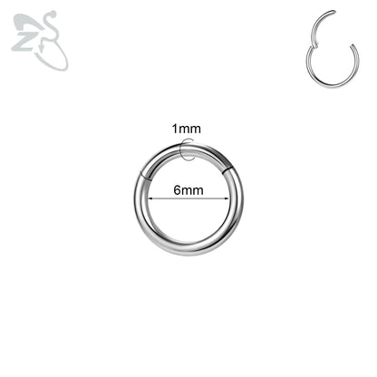 ZS G23 Titanium Steel Nose Ring – Round Septum & Cartilage Piercing Jewelry for Men & Women (20G/18G/16G, 6–14mm)