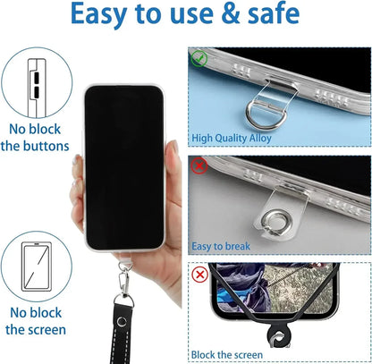 Universal TPU Anti-Lost Phone Lanyard – 10/5/1PCS Detachable Nylon Hanging Cord Strap, Card Gasket & Tether Pad