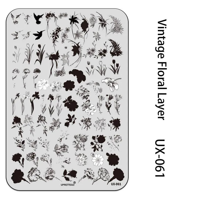 UX Serial 2 Stainless Steel Stamping Plate Template – Vintage Abstract Fabric Texture Pattern for Nail Art, Floral Lace, Xmas & Halloween Designs (UX52)