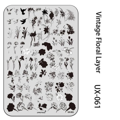 UX Serial 2 Stainless Steel Stamping Plate Template – Vintage Abstract Fabric Texture Pattern for Nail Art, Floral Lace, Xmas & Halloween Designs (UX52)