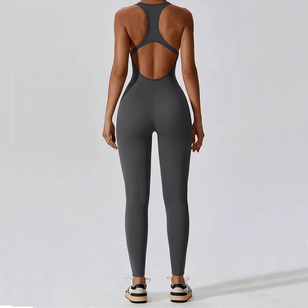 Women's Yoga Jumpsuit Fitness Set - Gym Clothing and Pilates Workout Clothes with Push-Up Activewear